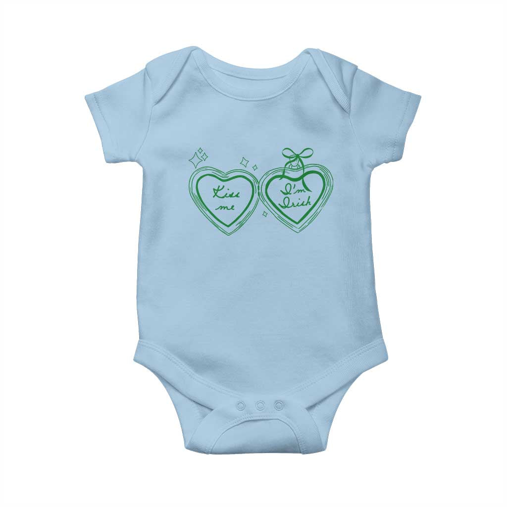 Kiss Me I'm Irish Baby Onesie Green Heart Locket St. Patrick's Day Pride