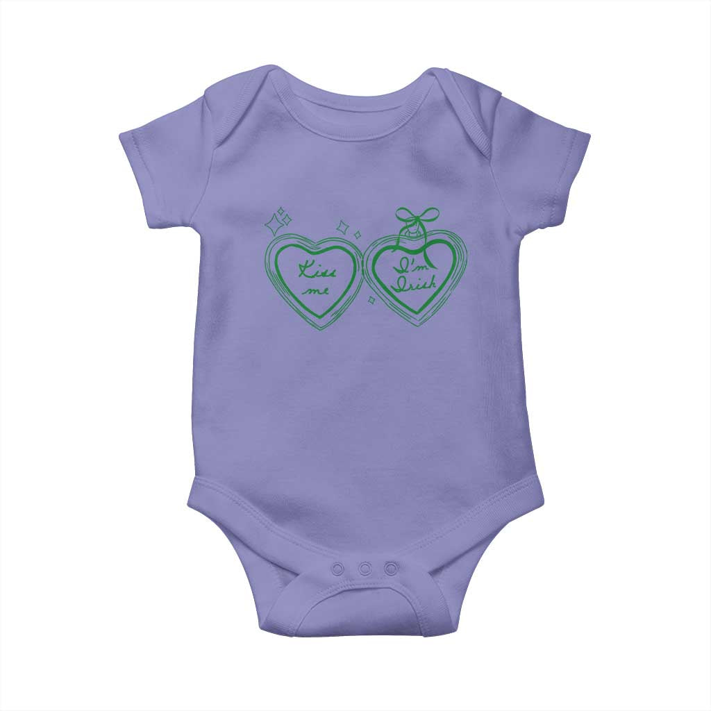 Kiss Me I'm Irish Baby Onesie Green Heart Locket St. Patrick's Day Pride