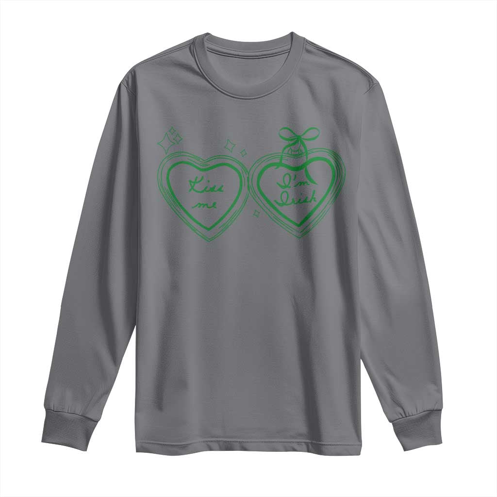Kiss Me I'm Irish Long Sleeve Shirt Green Heart Locket St. Patrick's Day Pride