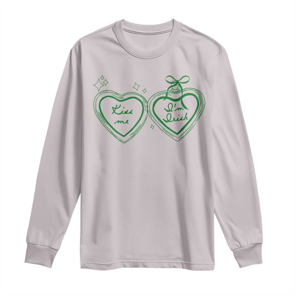 Kiss Me I'm Irish Long Sleeve Shirt Green Heart Locket St. Patrick's Day Pride