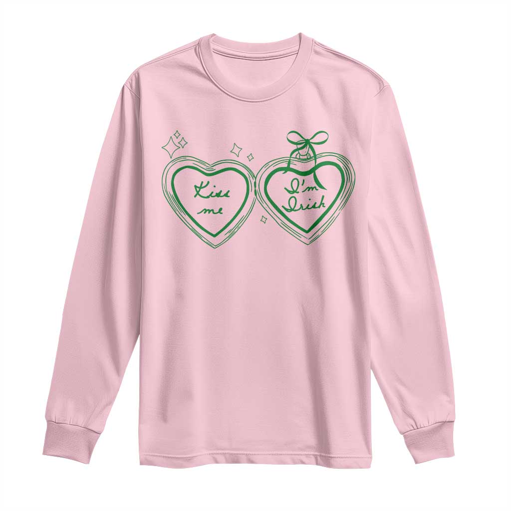 Kiss Me I'm Irish Long Sleeve Shirt Green Heart Locket St. Patrick's Day Pride