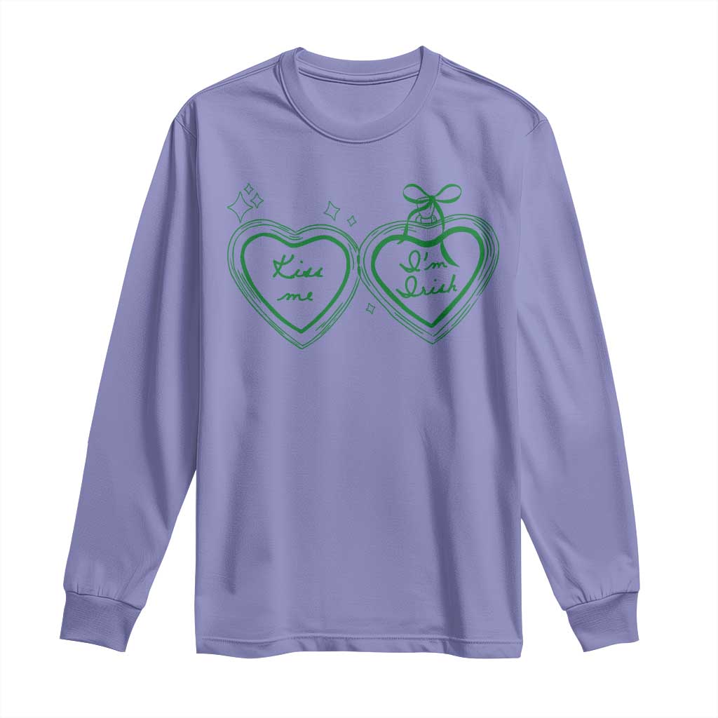 Kiss Me I'm Irish Long Sleeve Shirt Green Heart Locket St. Patrick's Day Pride