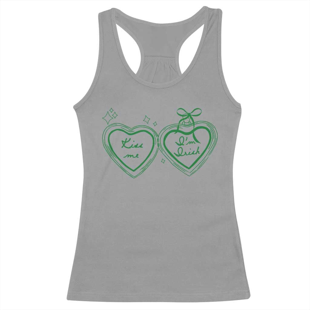 Kiss Me I'm Irish Racerback Tank Top Green Heart Locket St. Patrick's Day Pride
