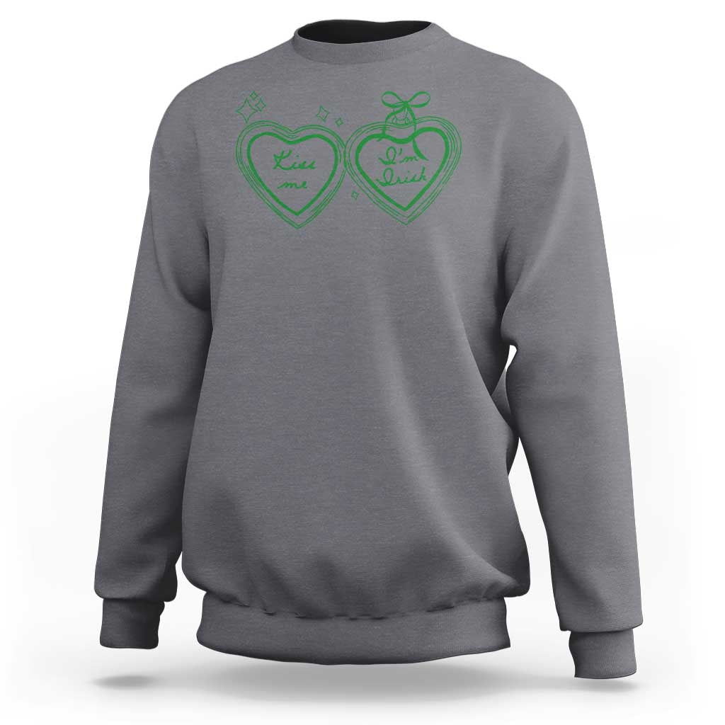 Kiss Me I'm Irish Sweatshirt Green Heart Locket St. Patrick's Day Pride