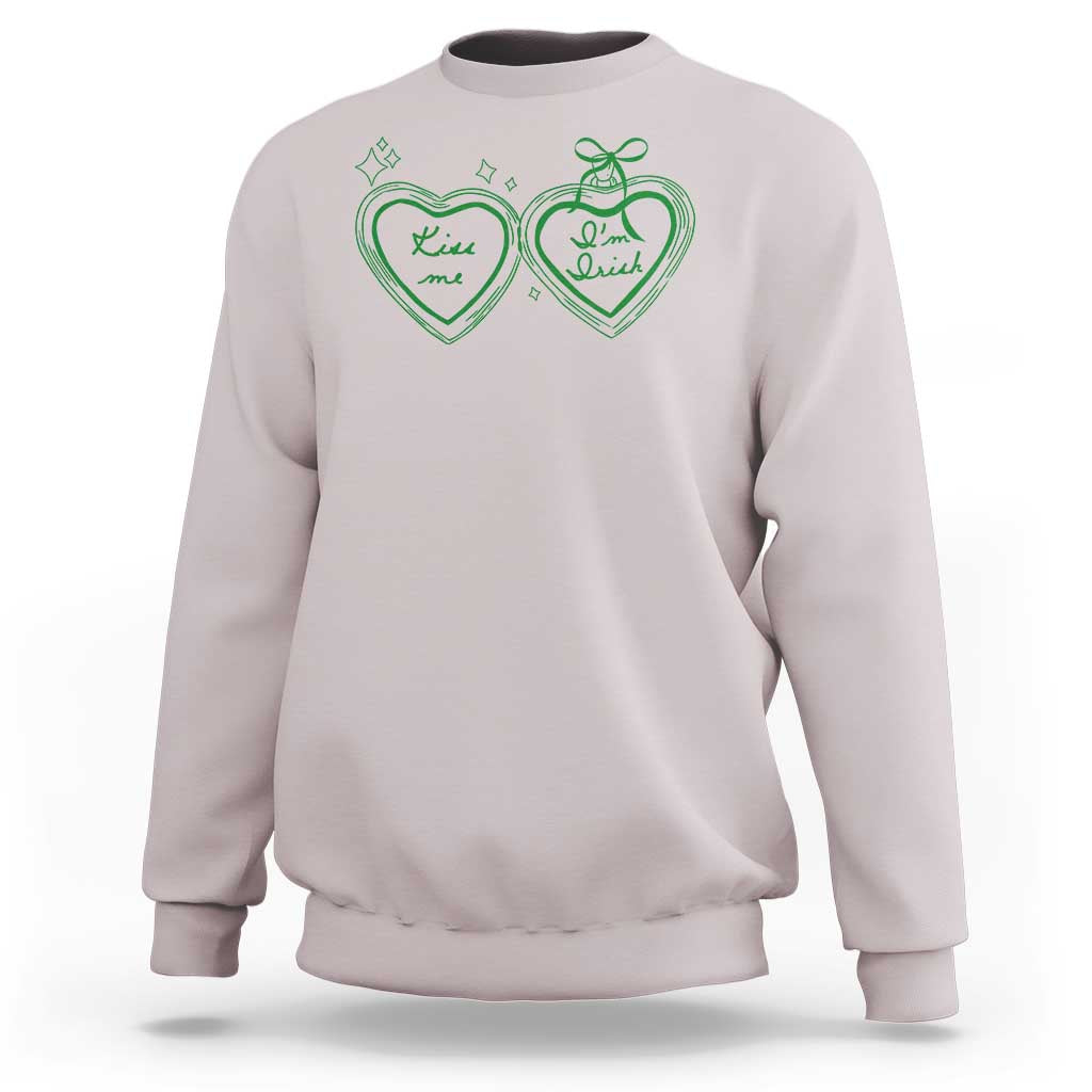 Kiss Me I'm Irish Sweatshirt Green Heart Locket St. Patrick's Day Pride