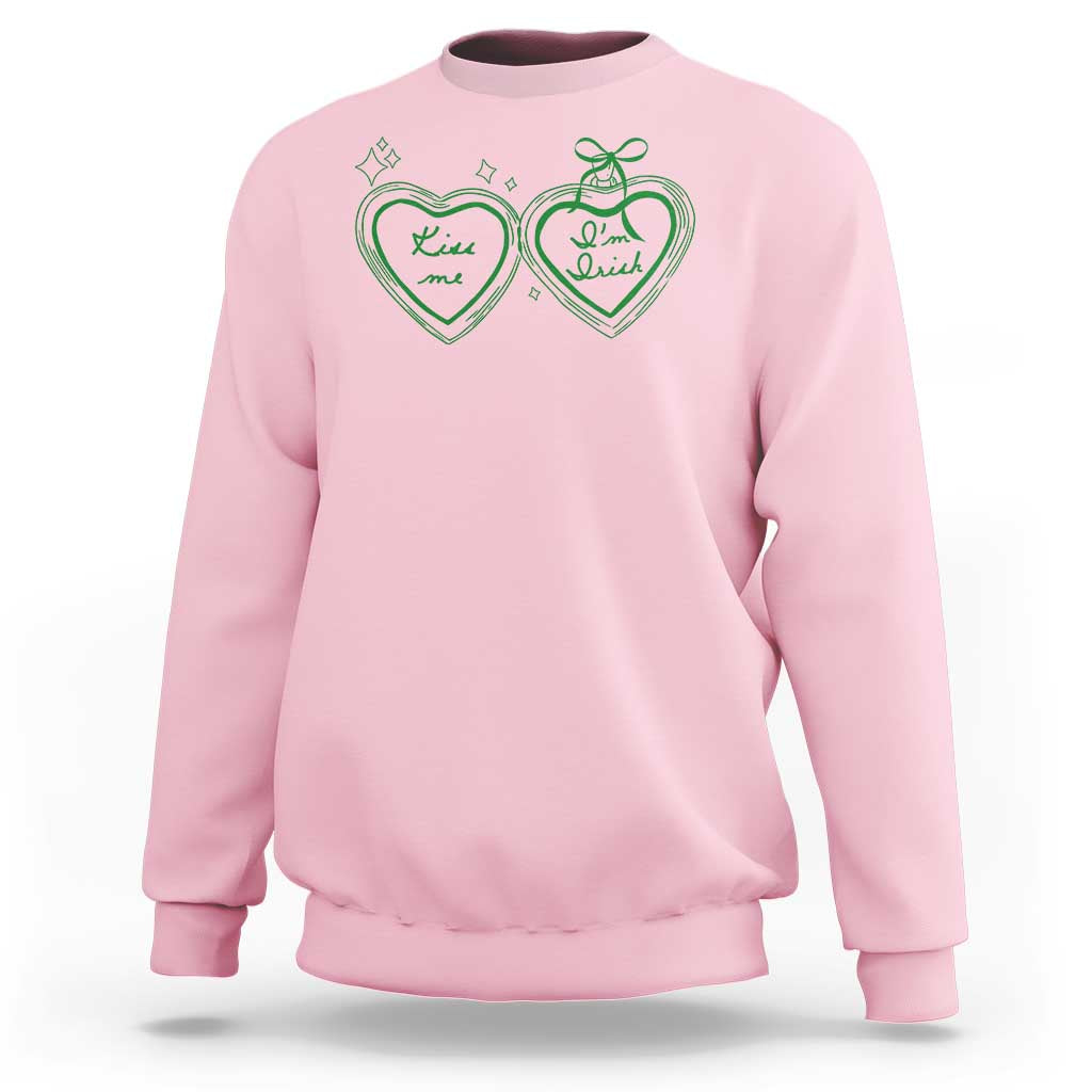 Kiss Me I'm Irish Sweatshirt Green Heart Locket St. Patrick's Day Pride