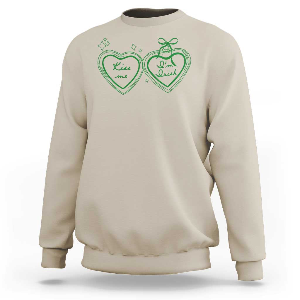 Kiss Me I'm Irish Sweatshirt Green Heart Locket St. Patrick's Day Pride