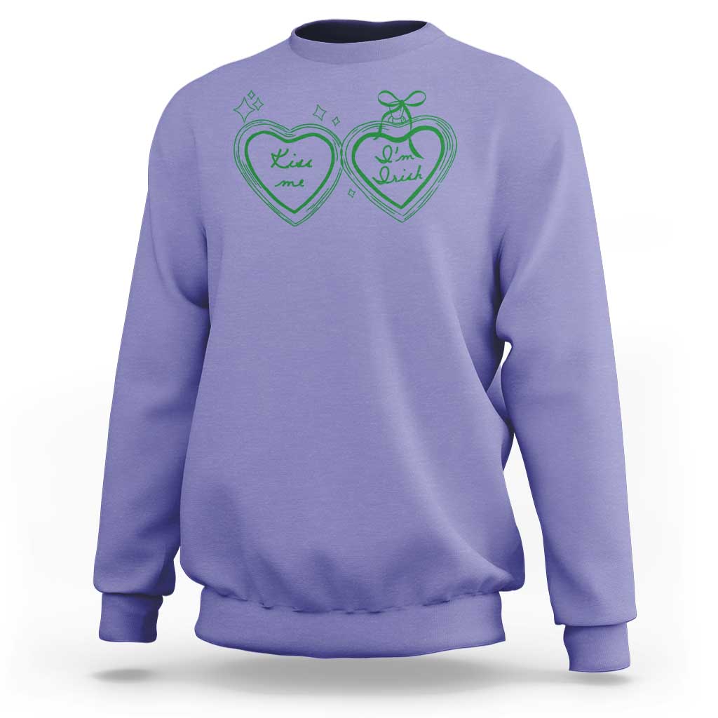 Kiss Me I'm Irish Sweatshirt Green Heart Locket St. Patrick's Day Pride