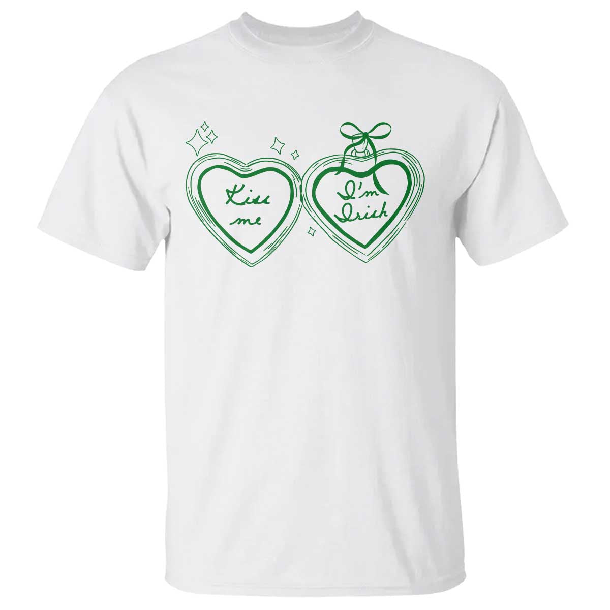 Kiss Me I'm Irish T Shirt Green Heart Locket St. Patrick's Day Pride