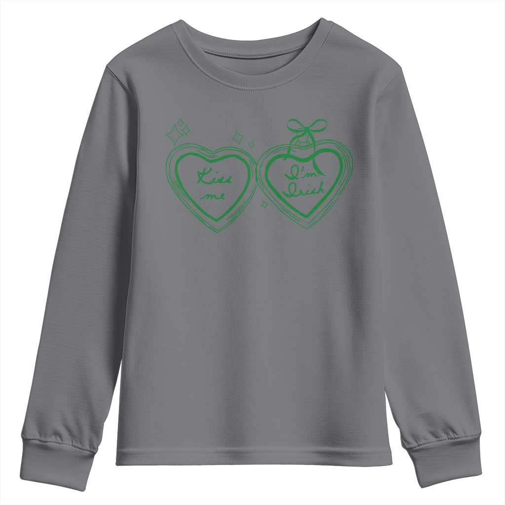 Kiss Me I'm Irish Youth Sweatshirt Green Heart Locket St. Patrick's Day Pride