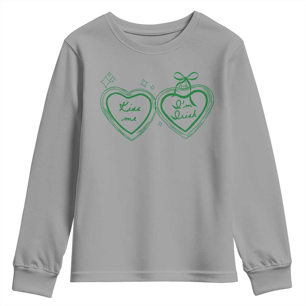 Kiss Me I'm Irish Youth Sweatshirt Green Heart Locket St. Patrick's Day Pride