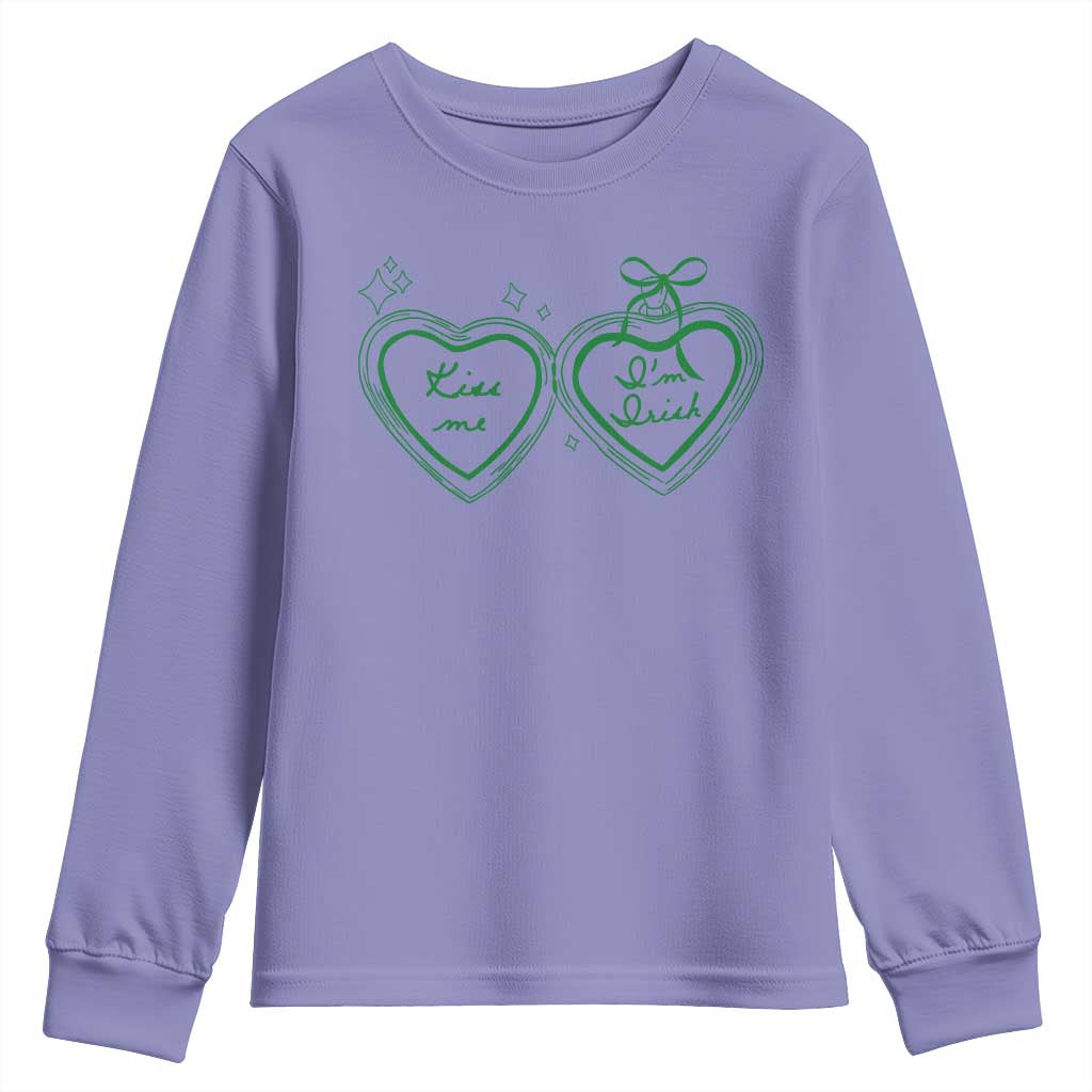 Kiss Me I'm Irish Youth Sweatshirt Green Heart Locket St. Patrick's Day Pride