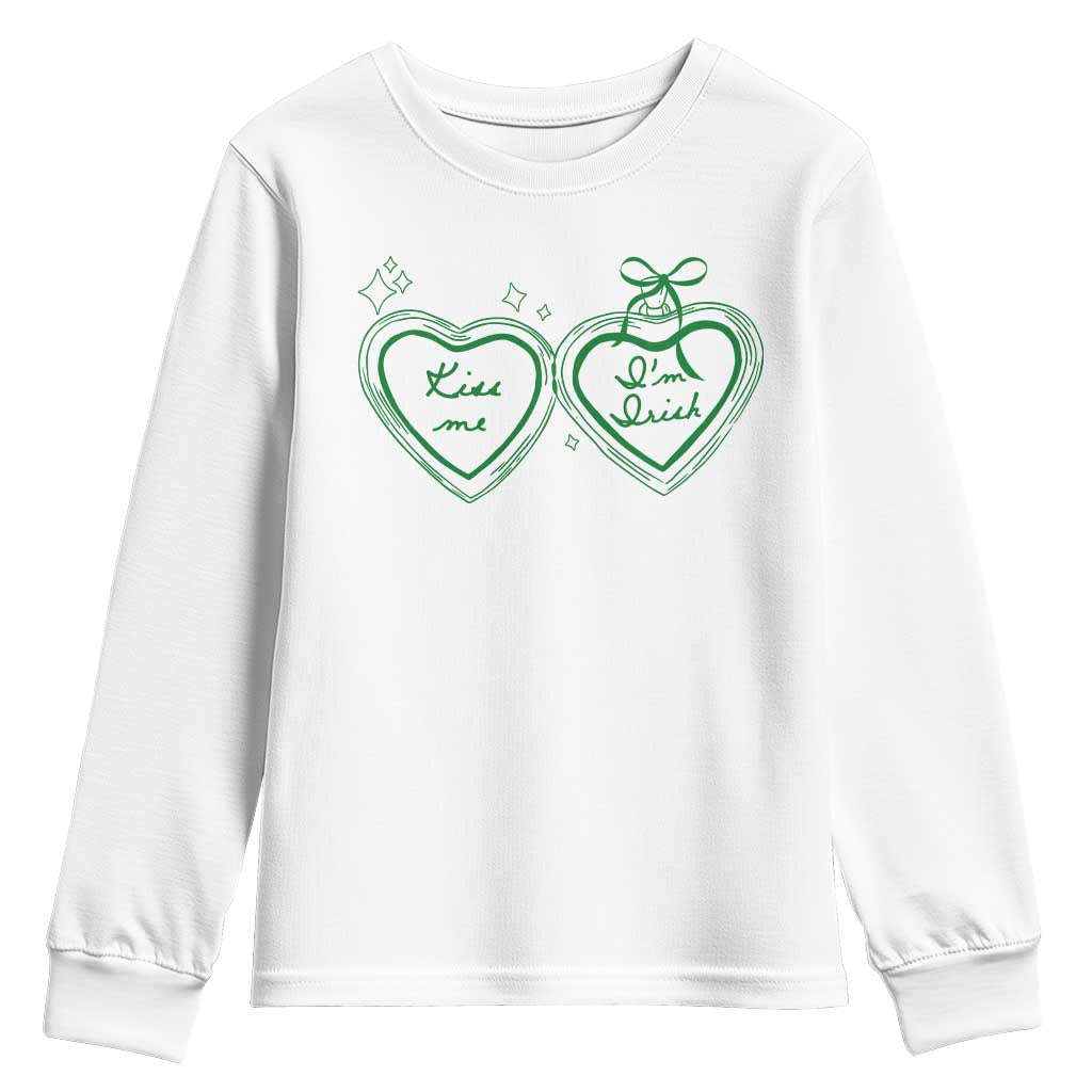 Kiss Me I'm Irish Youth Sweatshirt Green Heart Locket St. Patrick's Day Pride