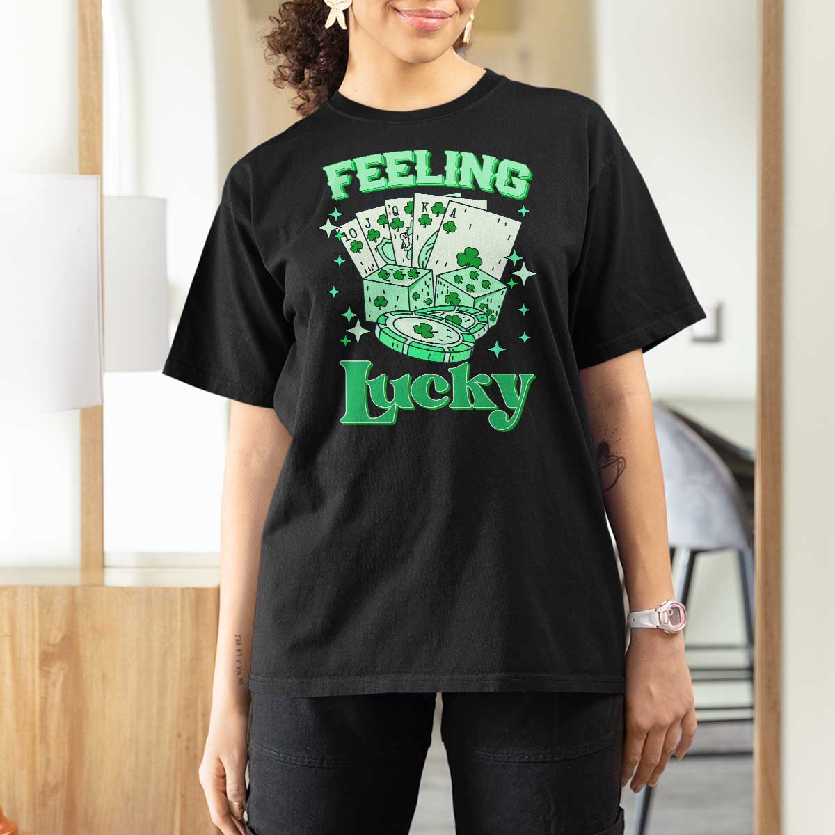 St. Patrick's Day Casino Feeling Lucky T Shirt For Women Las Vegas Girls Trip