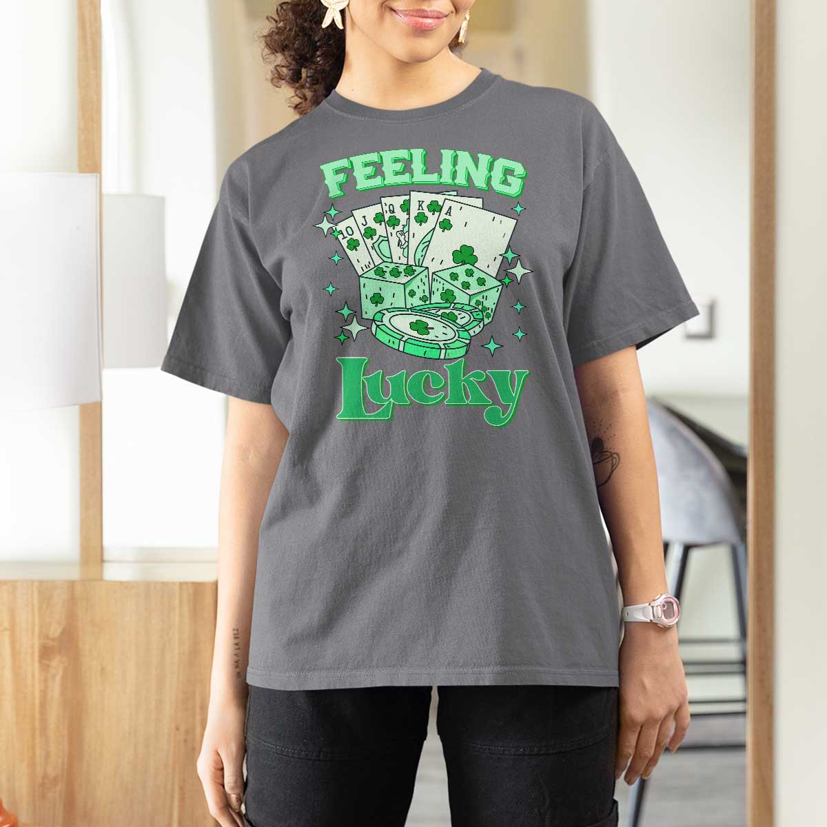 St. Patrick's Day Casino Feeling Lucky T Shirt For Women Las Vegas Girls Trip