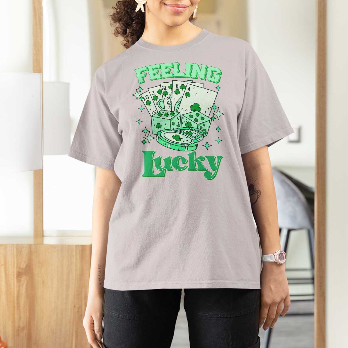 St. Patrick's Day Casino Feeling Lucky T Shirt For Women Las Vegas Girls Trip