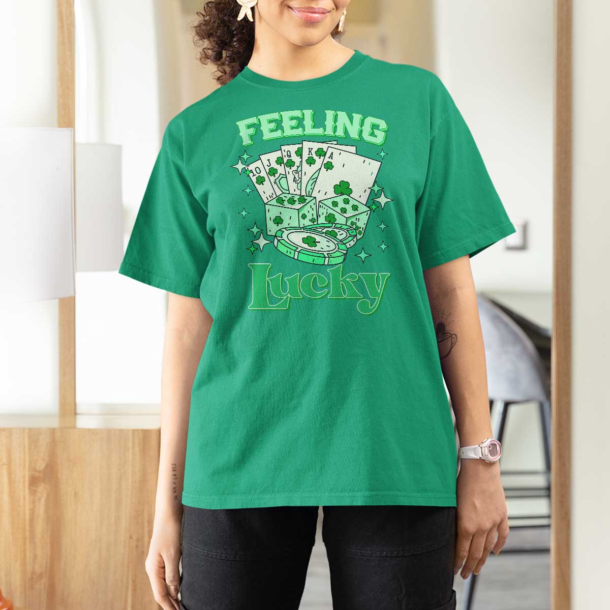 St. Patrick's Day Casino Feeling Lucky T Shirt For Women Las Vegas Girls Trip