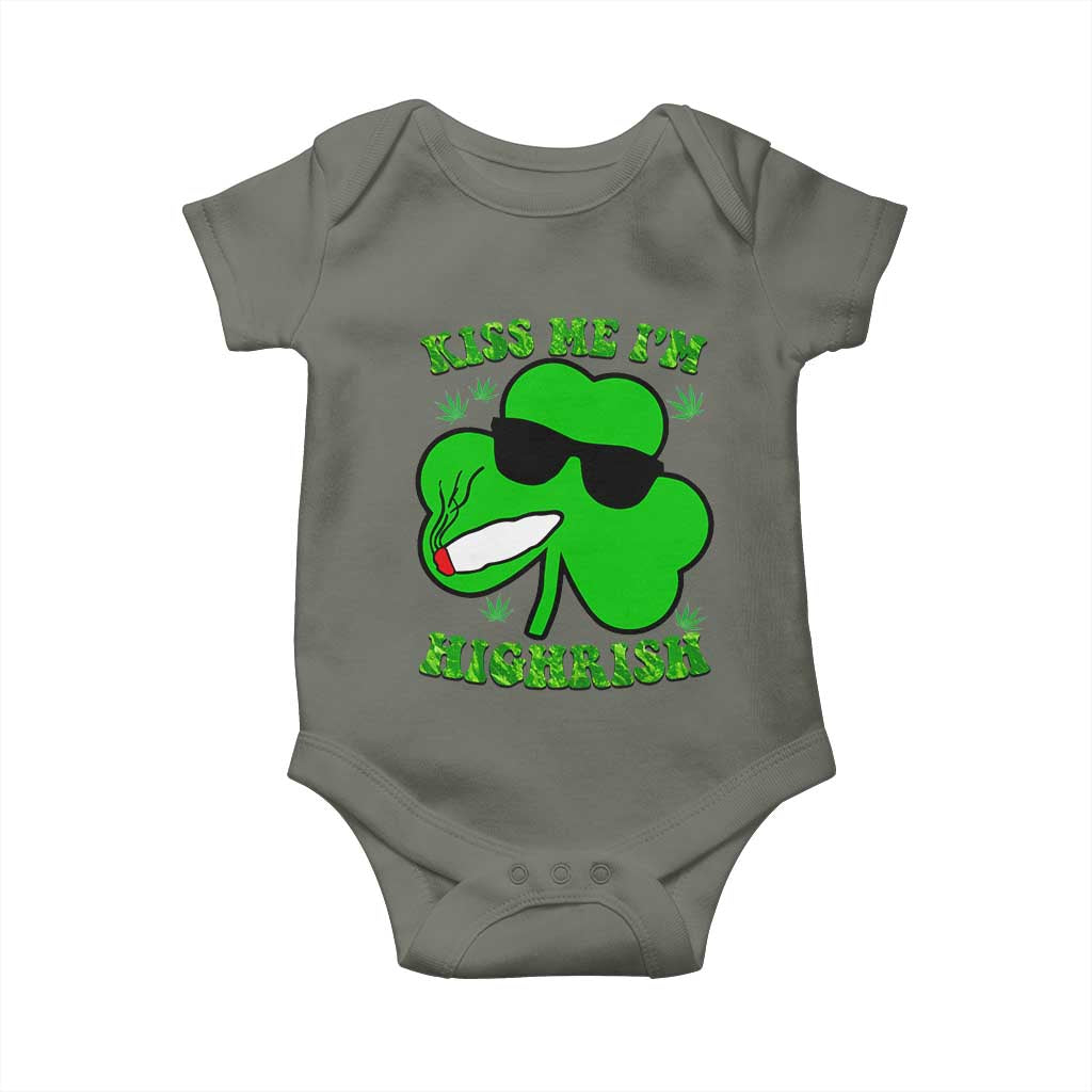 Funny St. Patrick's Day Marijuana Baby Onesie Kiss Me I'm Highrish 420 High Irish Weed