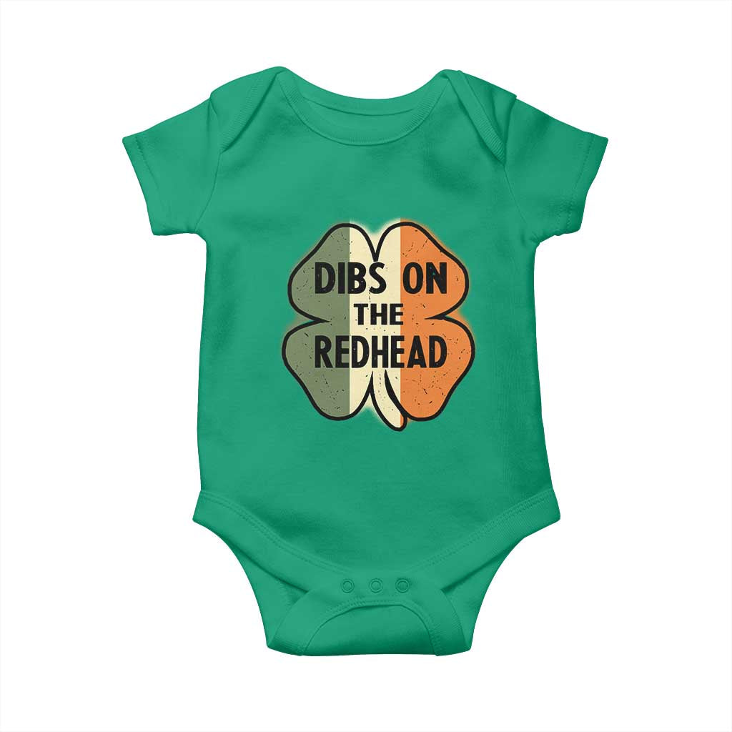 Funny Irish St Patricks Day Baby Onesie Shamrock Dibs On The Redhead