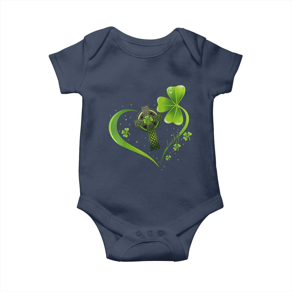 St Patricks Day Baby Onesie Lucky Clover Irish Shamrock Celtic Cross