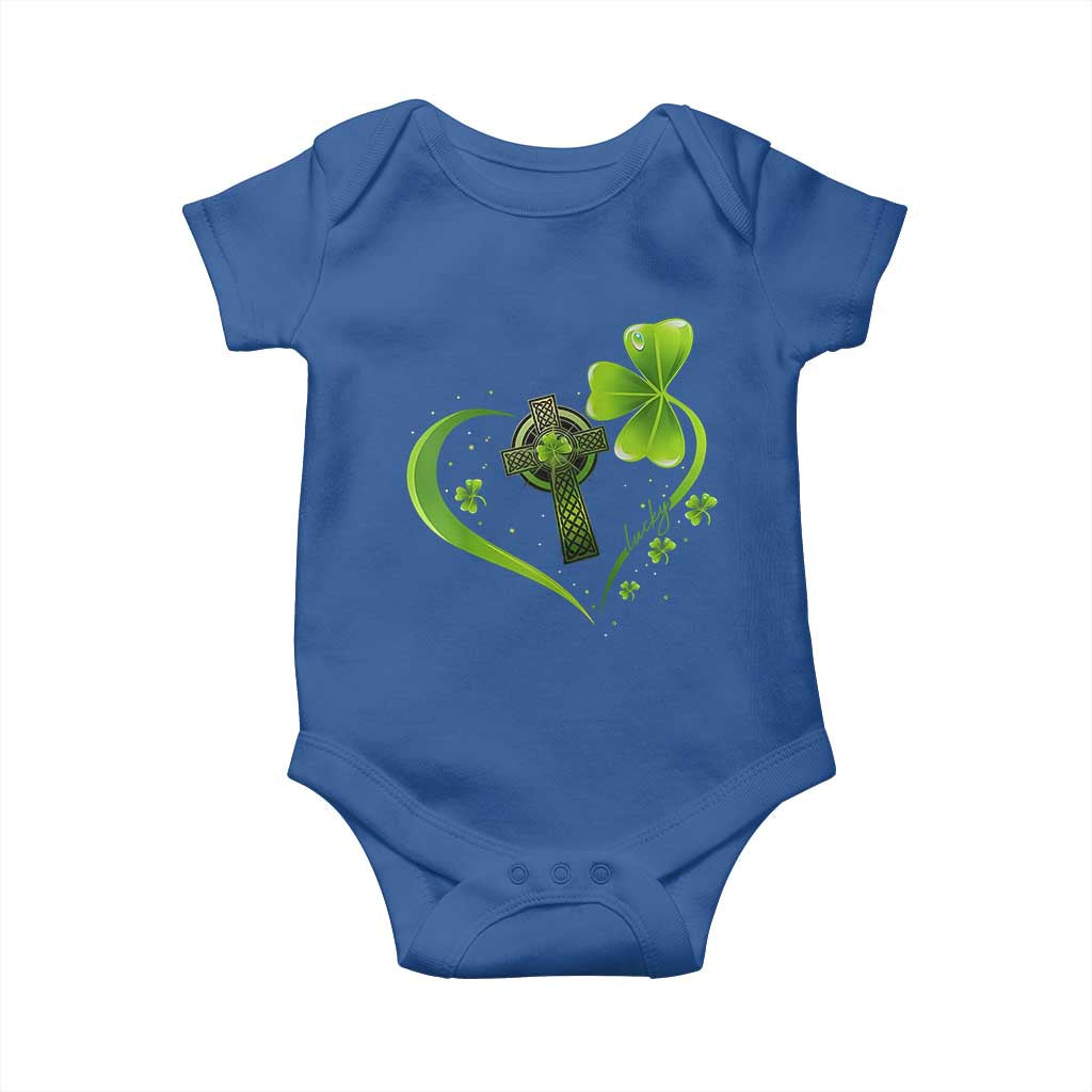 St Patricks Day Baby Onesie Lucky Clover Irish Shamrock Celtic Cross