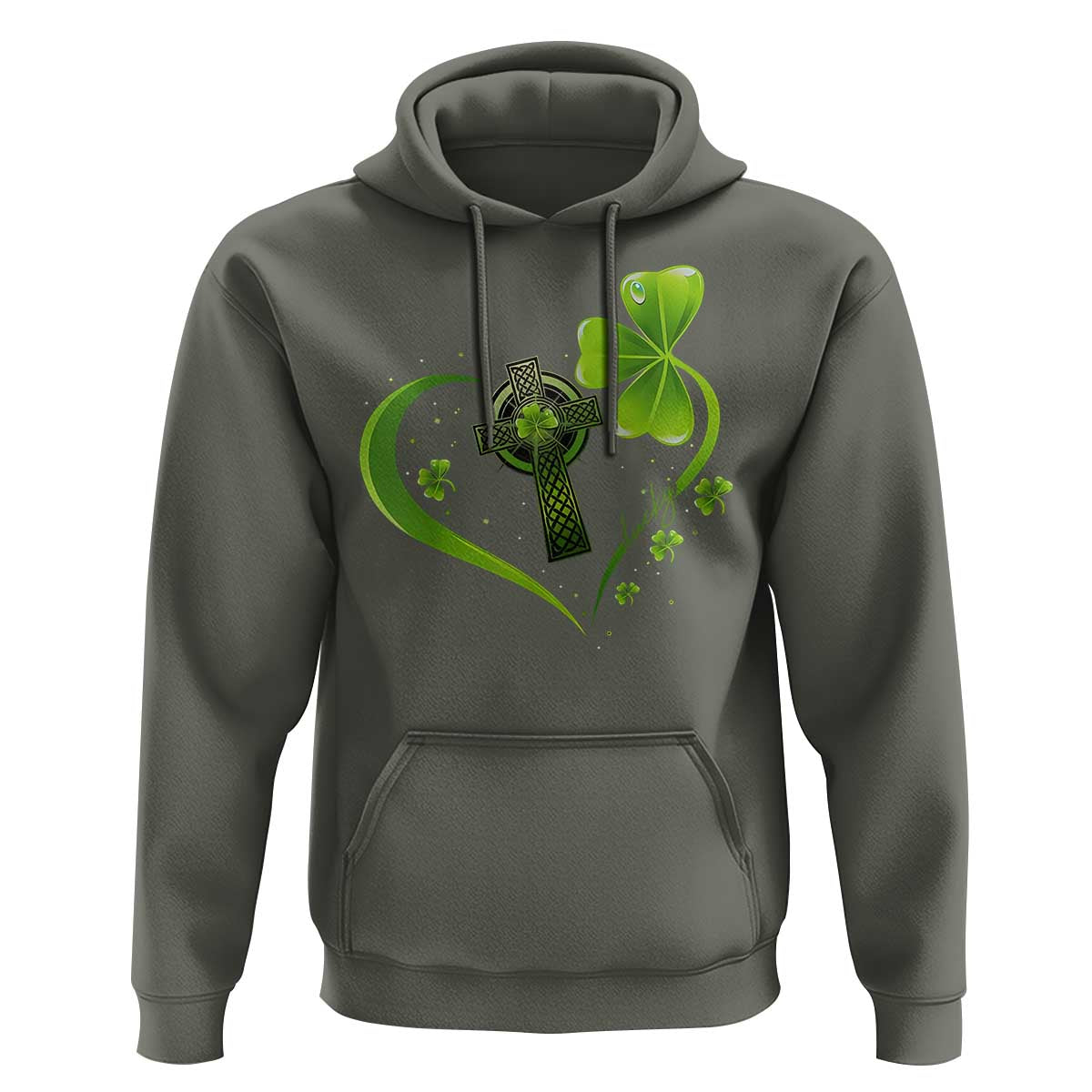 St Patricks Day Hoodie Lucky Clover Irish Shamrock Celtic Cross