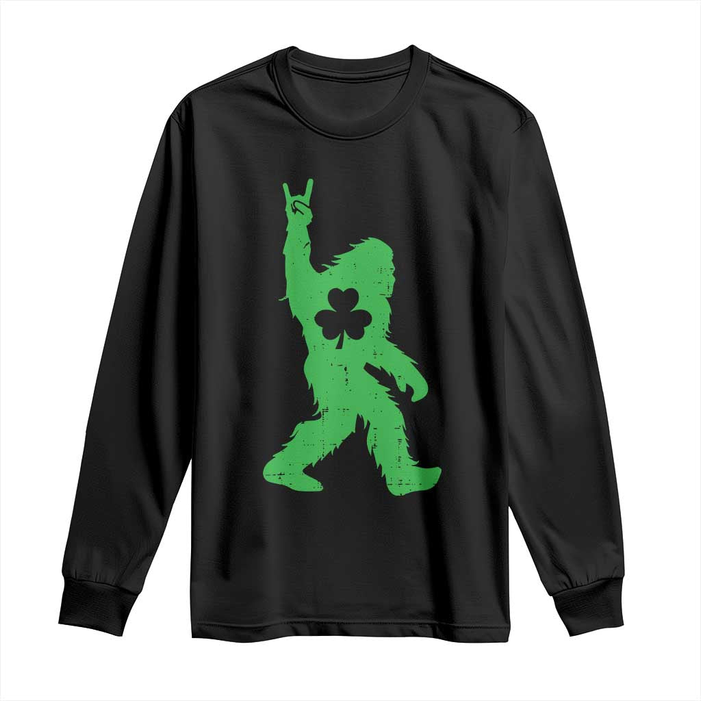 St Patricks Day Bigfoot Long Sleeve Shirt Irish Sasquatch Shamrock