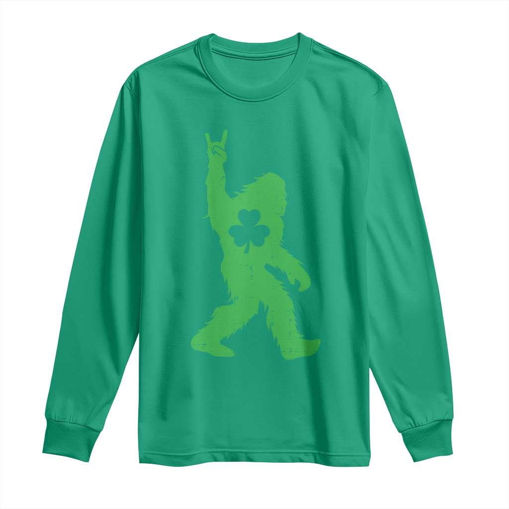 St Patricks Day Bigfoot Long Sleeve Shirt Irish Sasquatch Shamrock