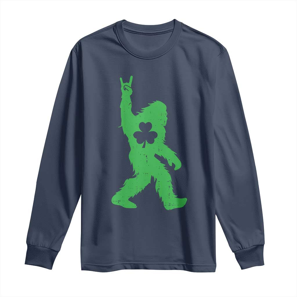 St Patricks Day Bigfoot Long Sleeve Shirt Irish Sasquatch Shamrock