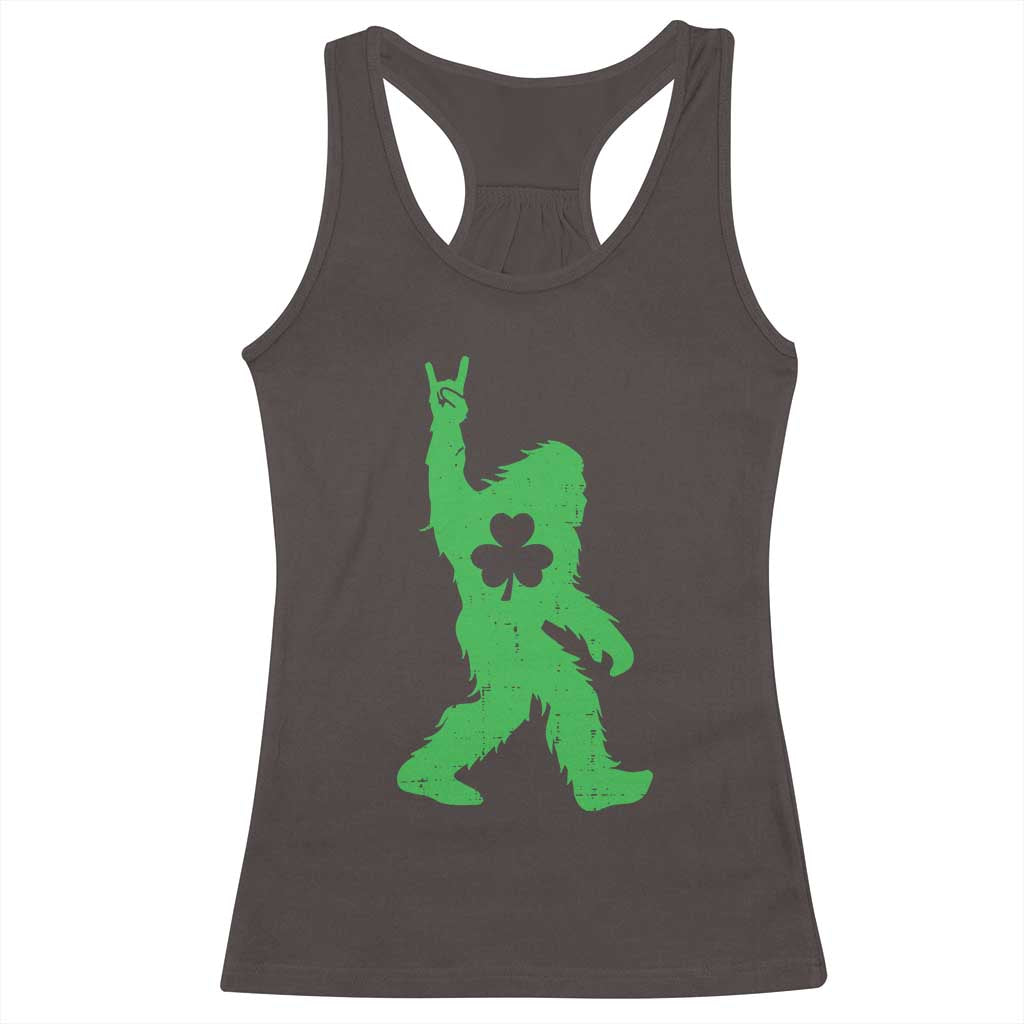 St Patricks Day Bigfoot Racerback Tank Top Irish Sasquatch Shamrock