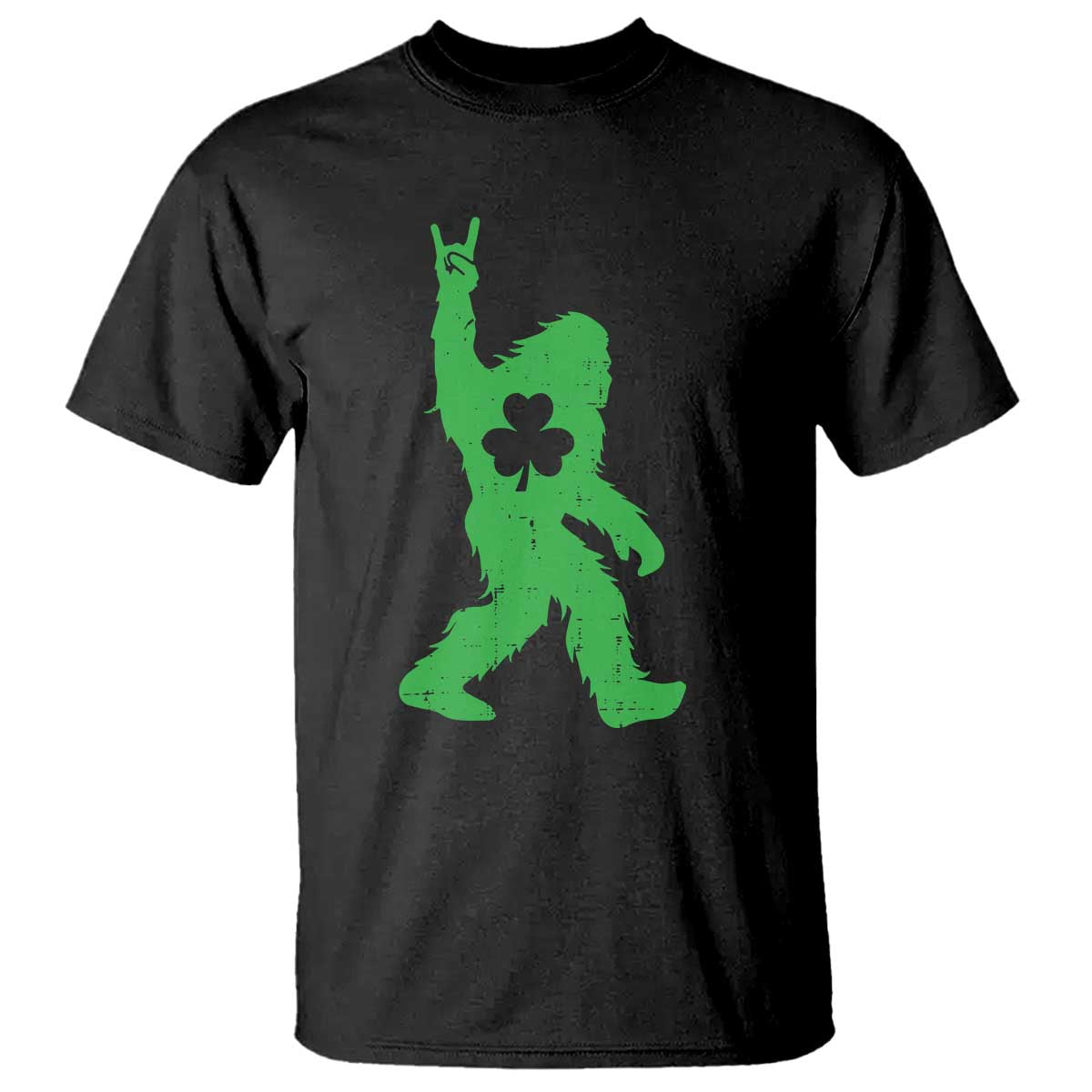St Patricks Day Bigfoot T Shirt Irish Sasquatch Shamrock