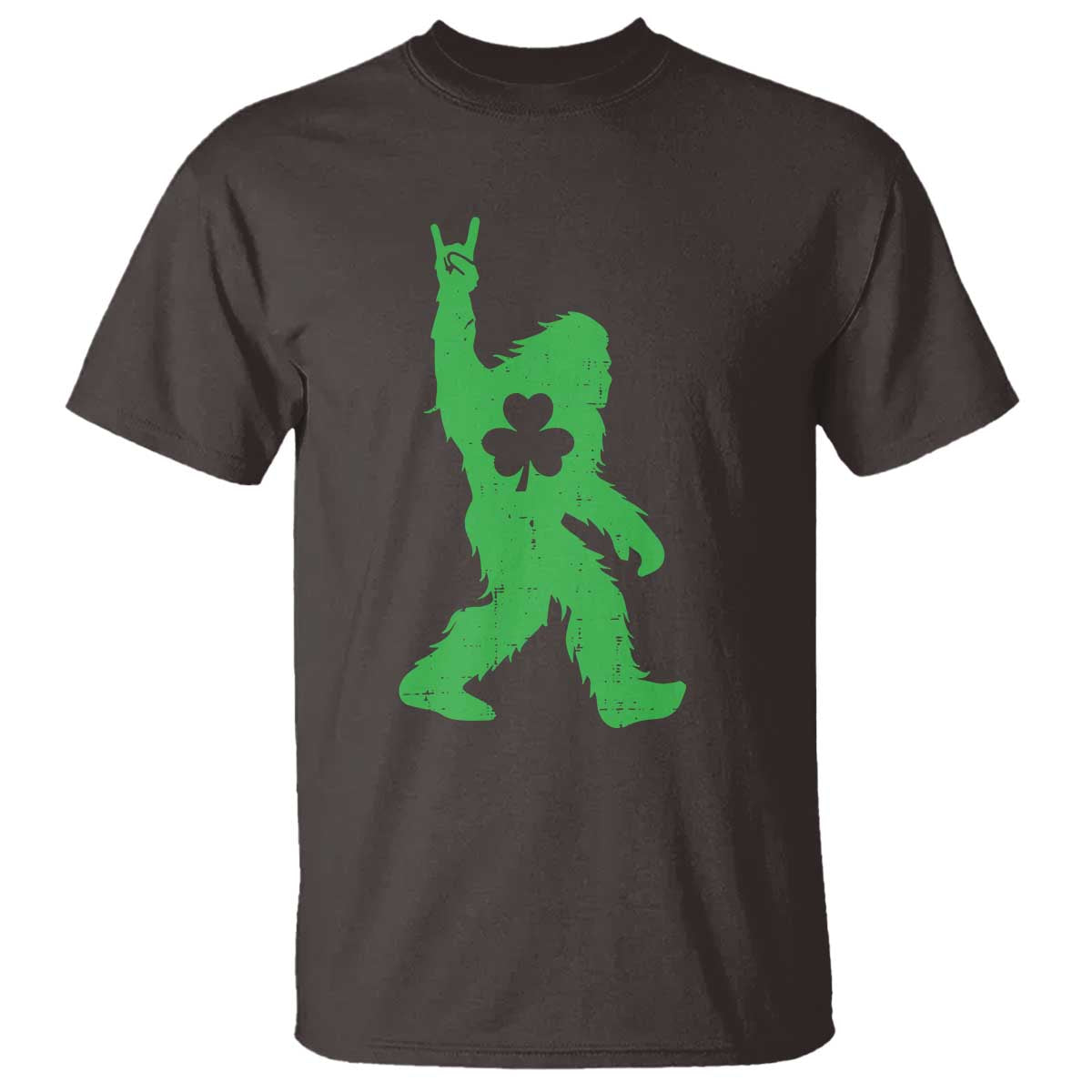 St Patricks Day Bigfoot T Shirt Irish Sasquatch Shamrock