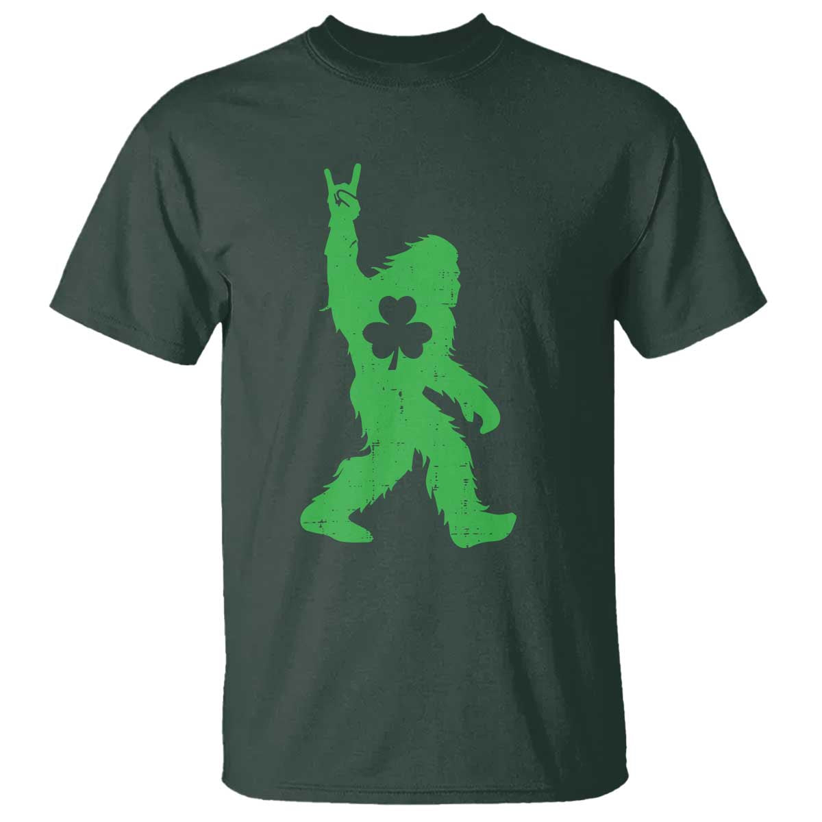 St Patricks Day Bigfoot T Shirt Irish Sasquatch Shamrock