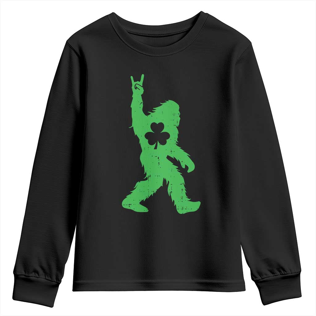 St Patricks Day Bigfoot Youth Sweatshirt Irish Sasquatch Shamrock