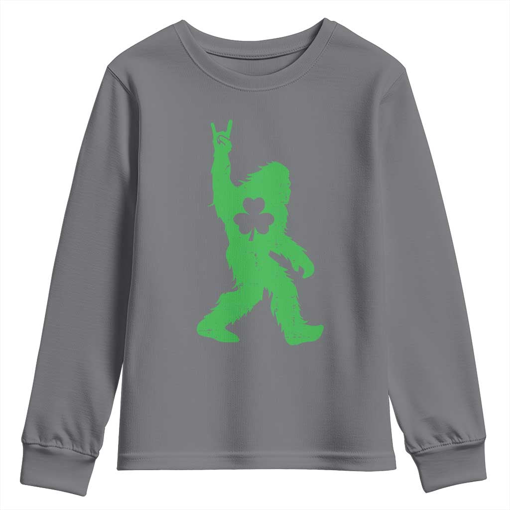St Patricks Day Bigfoot Youth Sweatshirt Irish Sasquatch Shamrock