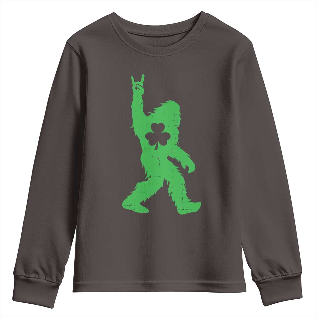 St Patricks Day Bigfoot Youth Sweatshirt Irish Sasquatch Shamrock