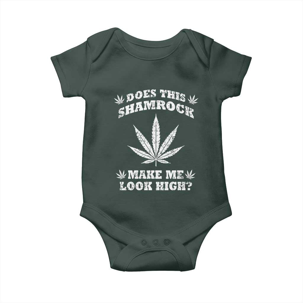 Funny St. Patrick's Day Baby Onesie Weed Lover Does This Shamrock Make Me Look High