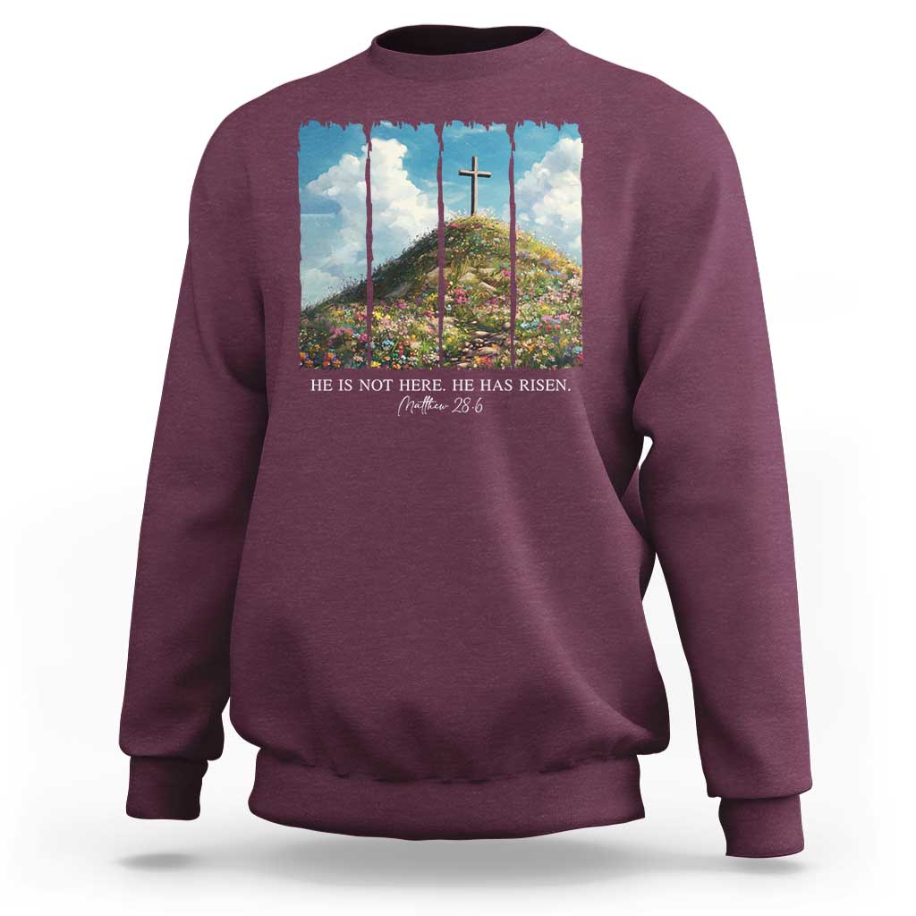 Christian Easter Sweatshirt He Is Not Here He Has Risen
