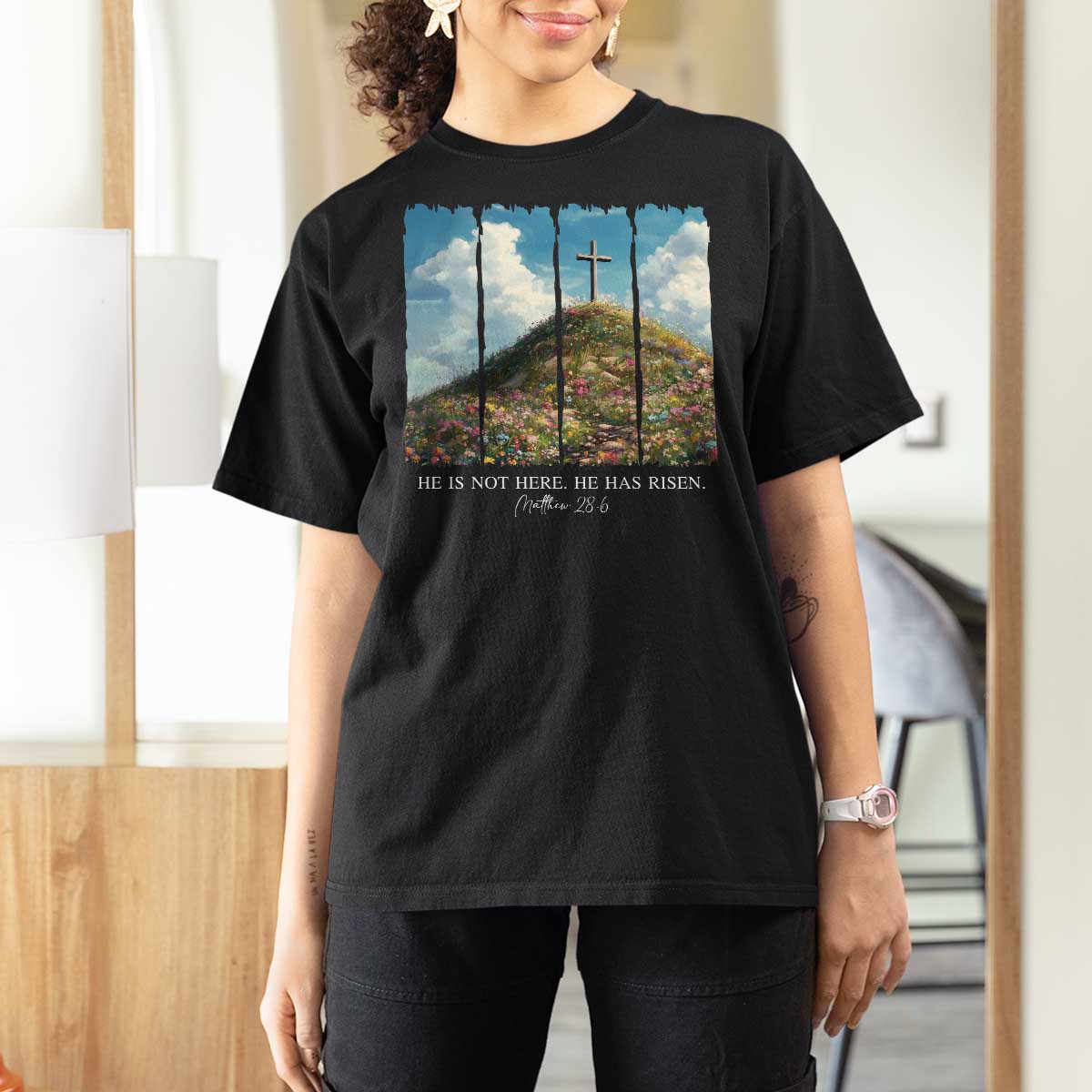 Christian Easter T Shirt For Women He Is Not Here He Has Risen