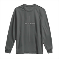 Easter Cross He Is Risen Long Sleeve Shirt Cross Subtle Christian Minimal Religious Faith Jesus