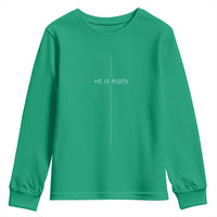 Easter Cross He Is Risen Youth Sweatshirt Cross Subtle Christian Minimal Religious Faith Jesus