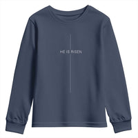 Easter Cross He Is Risen Youth Sweatshirt Cross Subtle Christian Minimal Religious Faith Jesus