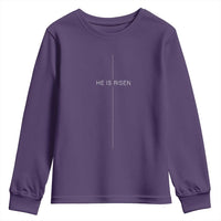 Easter Cross He Is Risen Youth Sweatshirt Cross Subtle Christian Minimal Religious Faith Jesus
