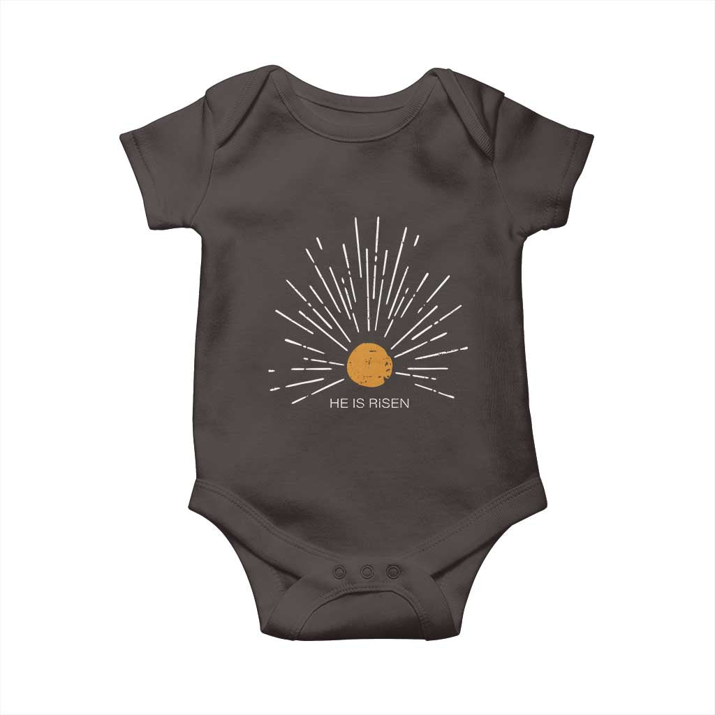 He Is Risen Baby Onesie Sunburst Vintage Jesus Religious Easter Day Christians