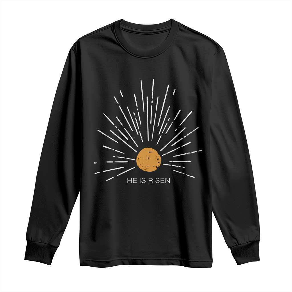 He Is Risen Long Sleeve Shirt Sunburst Vintage Jesus Religious Easter Day Christians