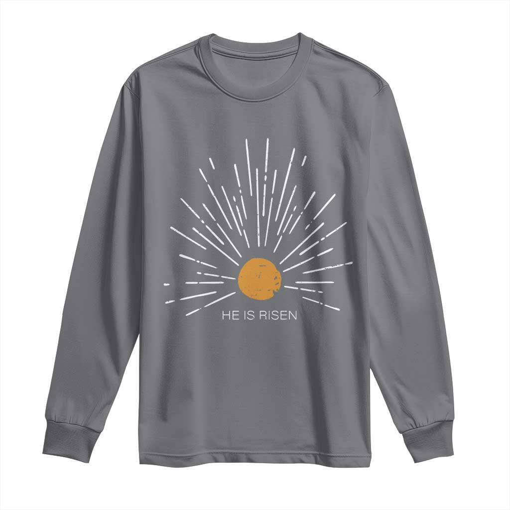 He Is Risen Long Sleeve Shirt Sunburst Vintage Jesus Religious Easter Day Christians