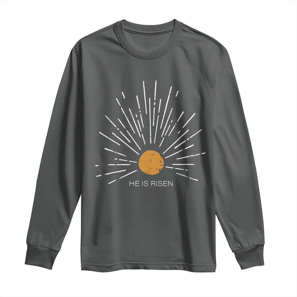 He Is Risen Long Sleeve Shirt Sunburst Vintage Jesus Religious Easter Day Christians