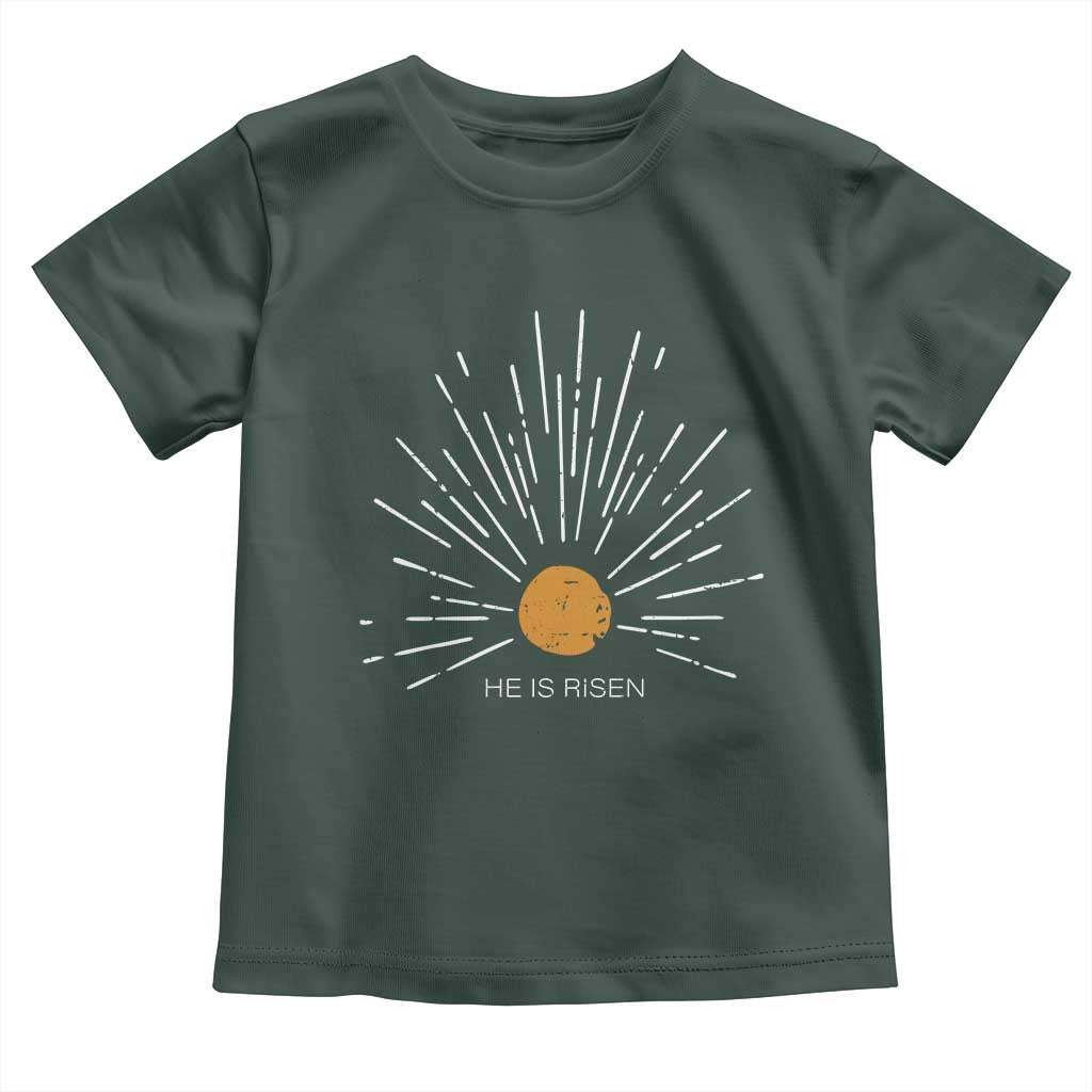 He Is Risen Toddler T Shirt Sunburst Vintage Jesus Religious Easter Day Christians