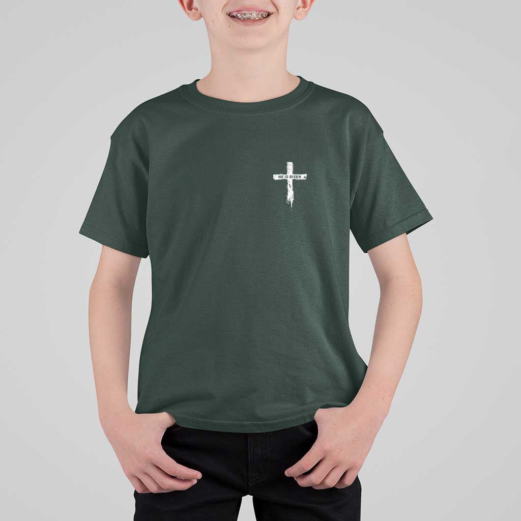 Easter Christian Cross Religious He Is Risen T Shirt For Kid