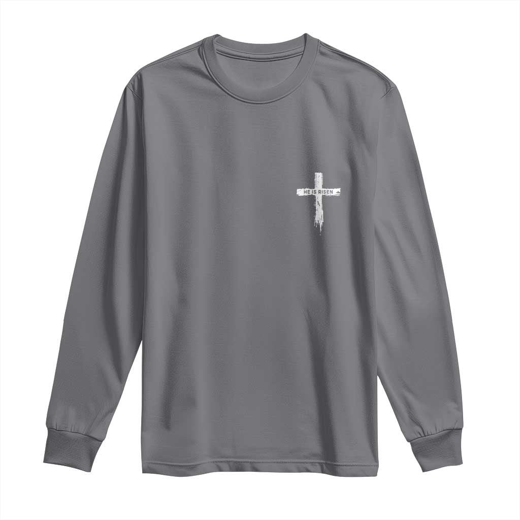 Easter Christian Cross Religious He Is Risen Long Sleeve Shirt